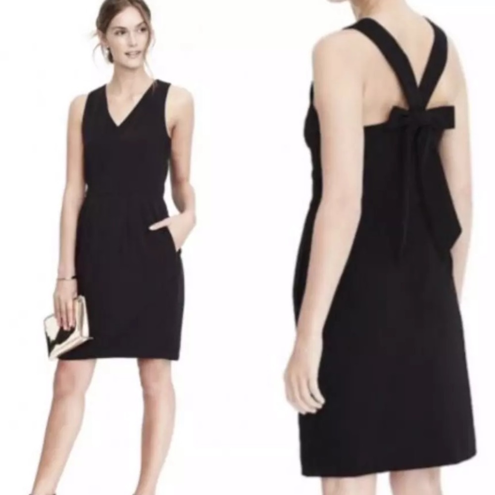 Banana Republic Bow Back Dress Petite Sz 6 Black